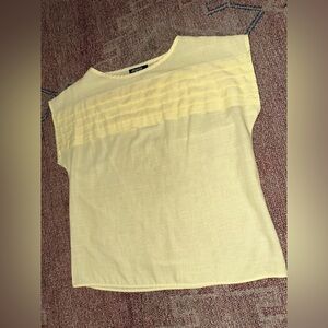 Vintage Angela Pellino sz small yellow dolma sleeve cotton blouse pleat detail